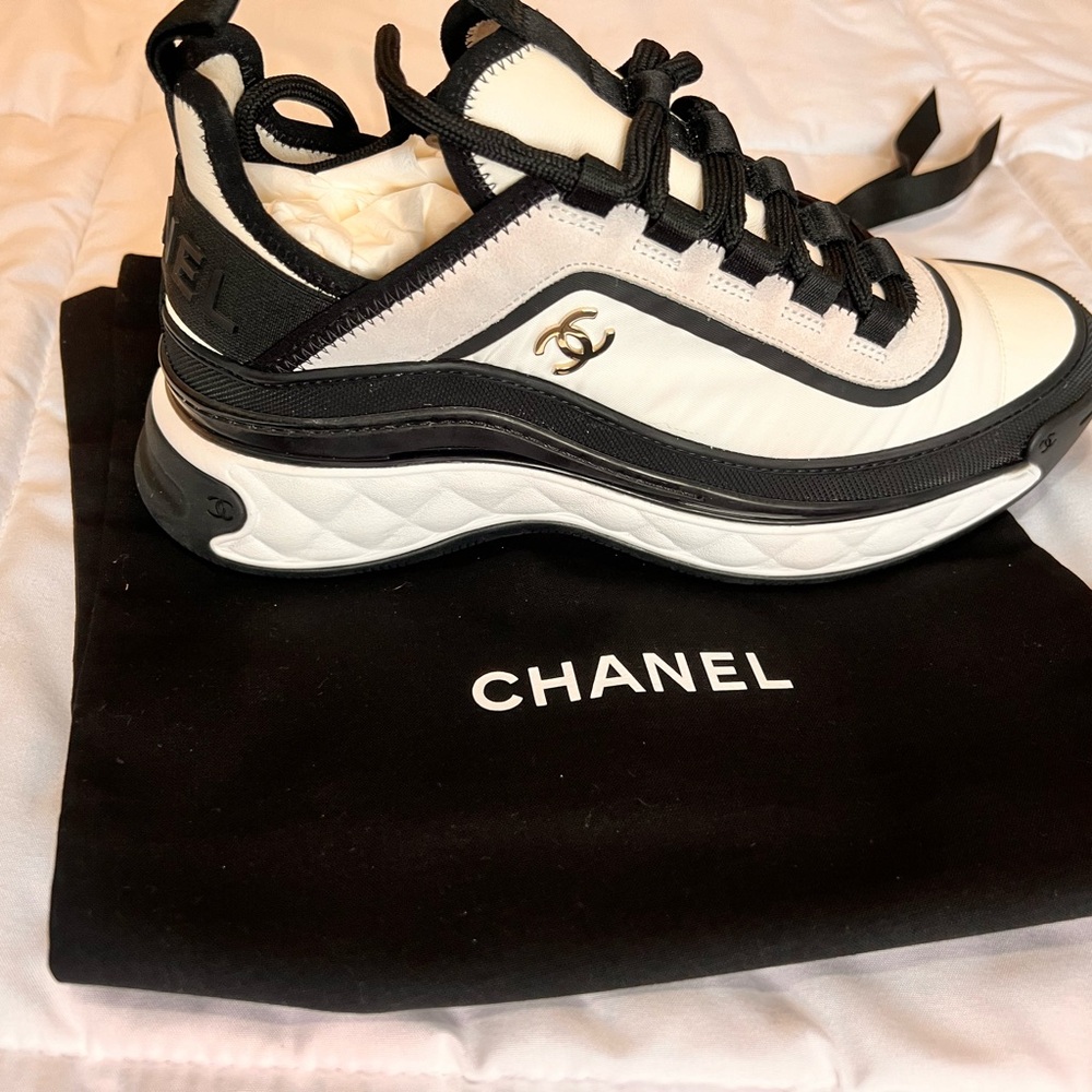 Chanel Women's Black and White Sneakers